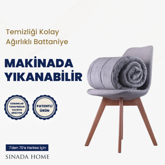 Sinada %100 Pamuk Kumaş Ağırlıklı Battaniye Selenity Taşlı Elyaf Dolgulu(Dört Mevsim)