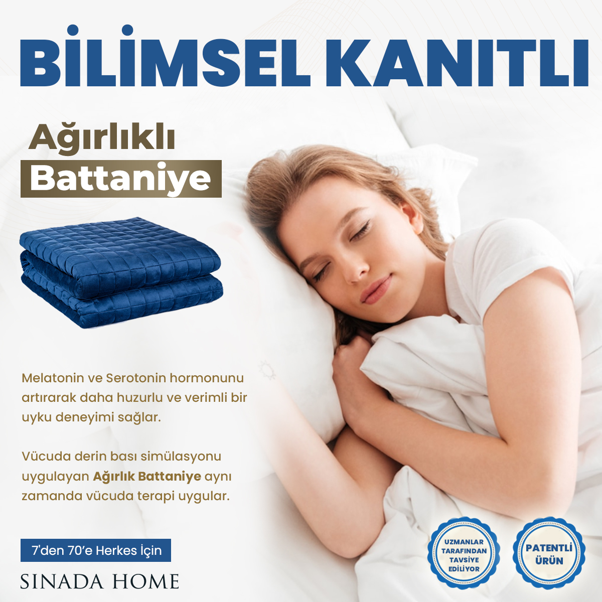 Sinada %100 Pamuk Kumaş Elyaf Dolgulu Ağırlıklı Battaniye Tek kişilik(Dört Mevsim)