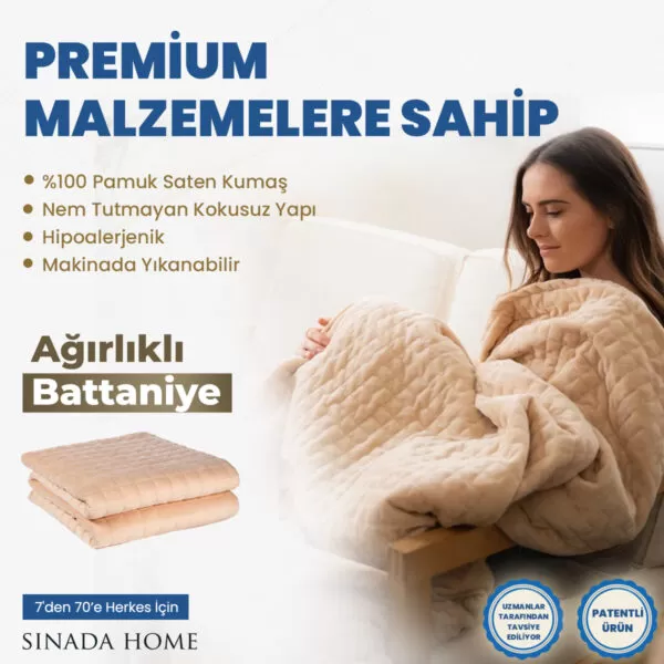 Sinada Ağırlıklı Battaniye (TV, KOLTUK, YOGA, RAHATLAMA, SARILMA, ANKSİYETE, KAYGI) Battaniyesi 7 KG