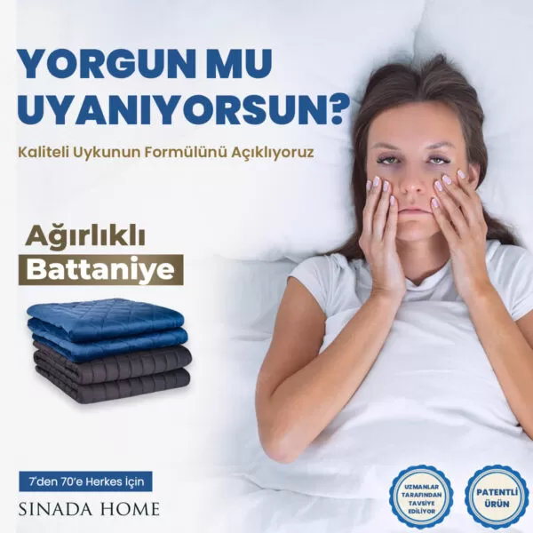 Sinada %100 Pamuk Kumaş Ağırlıklı Battaniye Selenity Taşlı Elyaf Dolgulu(Dört Mevsim)