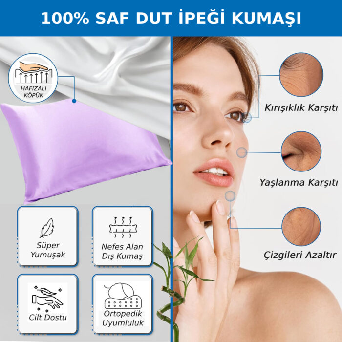 Sinada Home %100 Saf Dut İpek Kumaş Kılıflı Güzellik Yastığı ( Kırışıklık Önleyici )